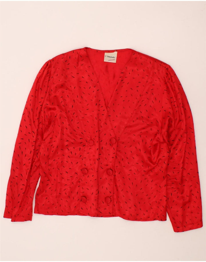 VINTAGE Womens Double Breasted Shirt Blouse UK 14 Medium Red Spotted Vintage Vintage and Second-Hand Vintage from Messina Hembry 