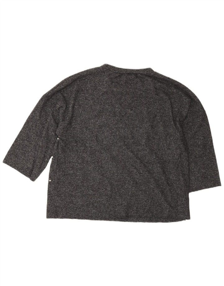 Zara Womens Oversized Top 3/4 Sleeve UK 14 Medium Grey Polyester