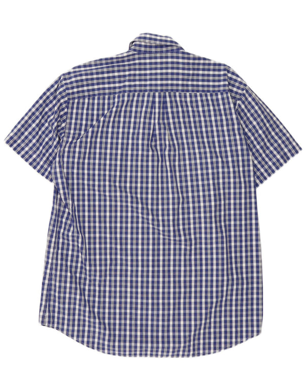 Lacoste Chemise à manches courtes pour hommes Taille 40 Coton vichy bleu moyen
