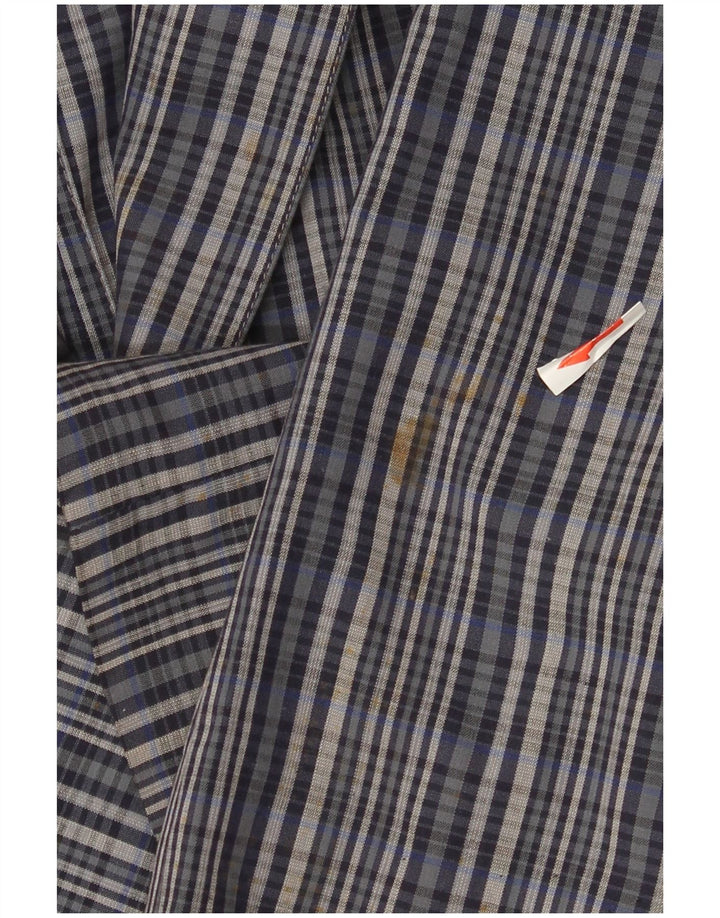 Green Fox Veste blazer à 2 boutons à manches 3/4 pour homme UK 38 Bleu moyen à carreaux