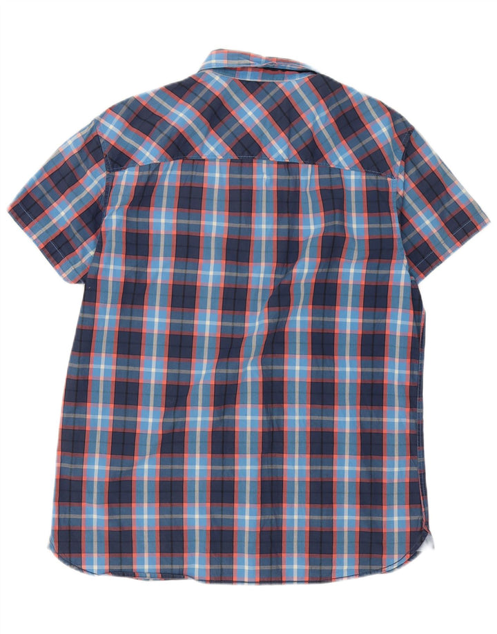 Jack & Jones Mens Short Sleeve Shirt XL Navy Blue Check