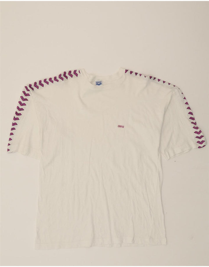ARENA Mens T-Shirt Top Large White Vintage Arena and Second-Hand Arena from Messina Hembry 