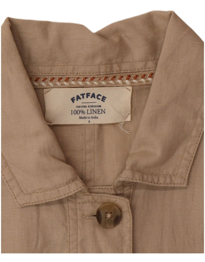 Giacca pratica da donna Fat Face UK 8 piccola in lino beige