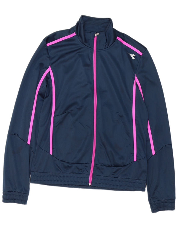 Γυναικεία αθλητική φόρμα Diadora Top μπουφάν UK 14 Large Navy Blue ριγέ σπορ