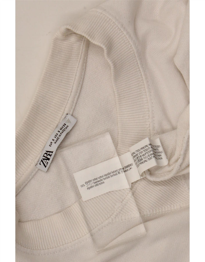 Zara Womens Oversized Sweatshirt Jumper UK 10 Small White Cotton