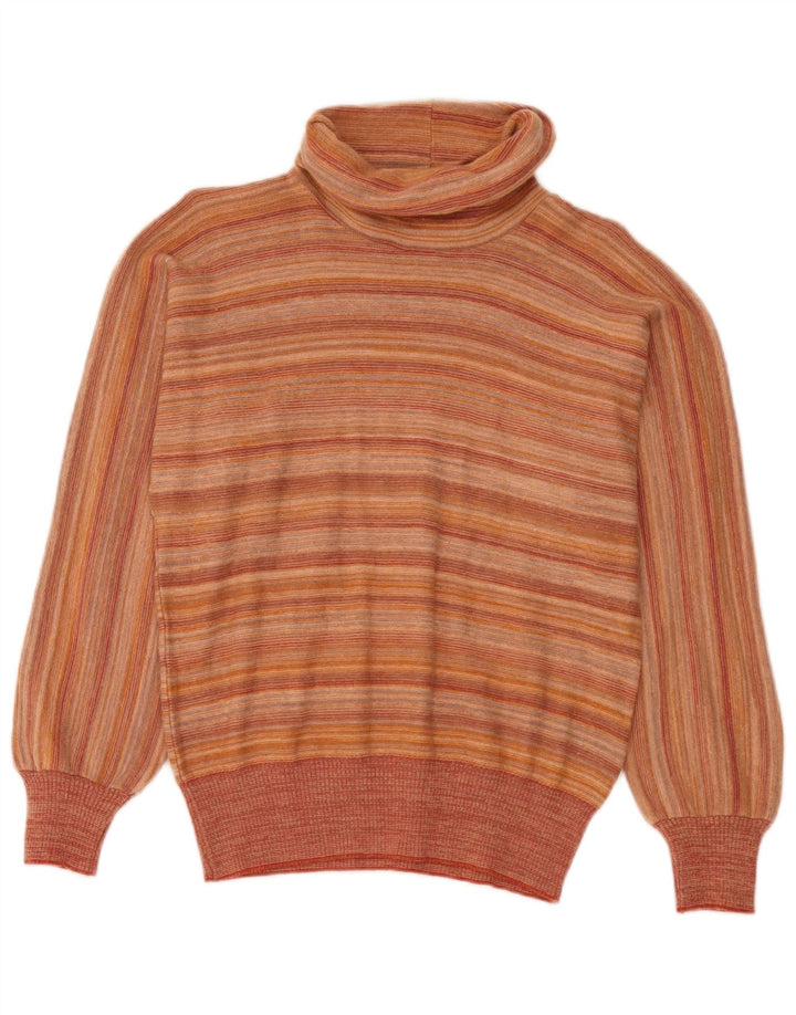 Vintage Womens Roll Neck Jumper Sweater IT 44 Medium Orange Striped