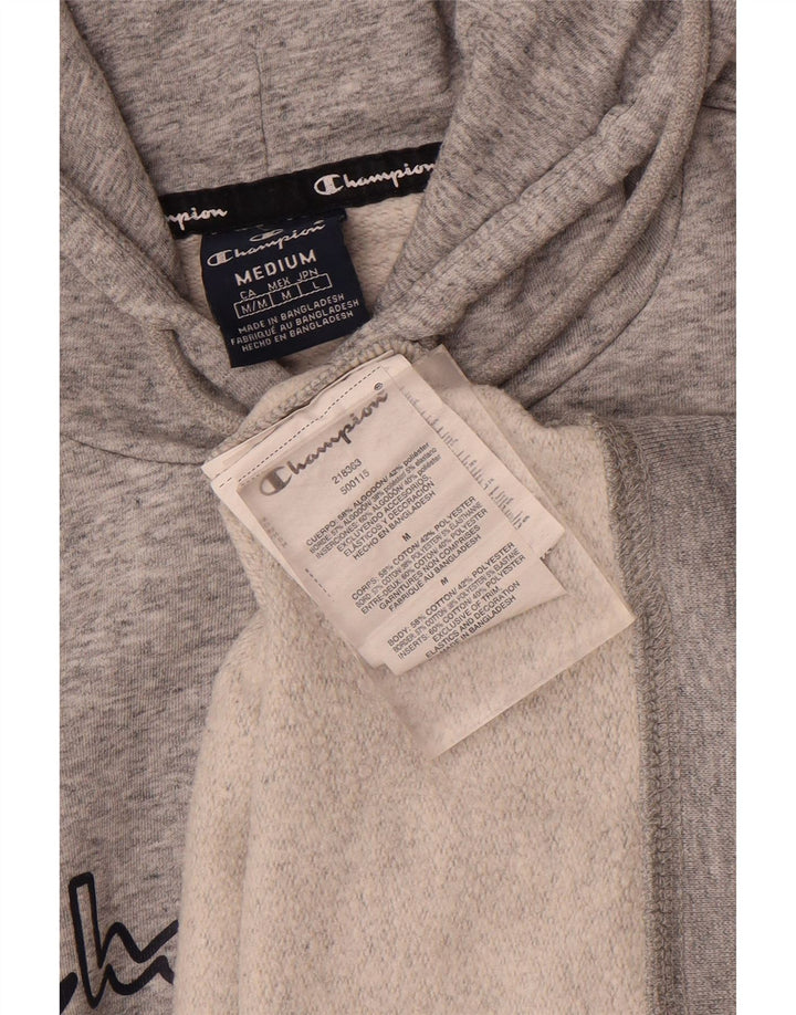 CHAMPION Mens Graphic Hoodie Jumper Medium Grey Cotton