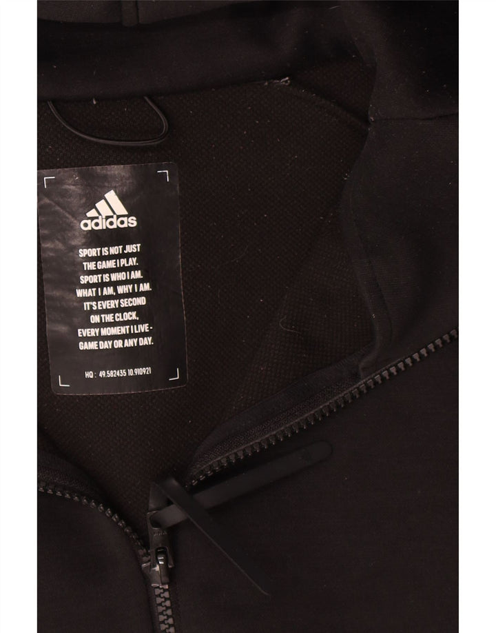 Maglione con cappuccio e zip da uomo Adidas grande in poliestere nero