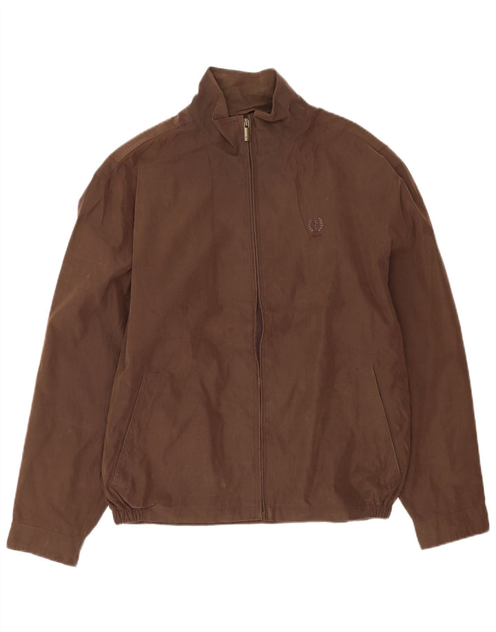 Izod Mens Bomber Jacket UK 36 Small Brown Polyester