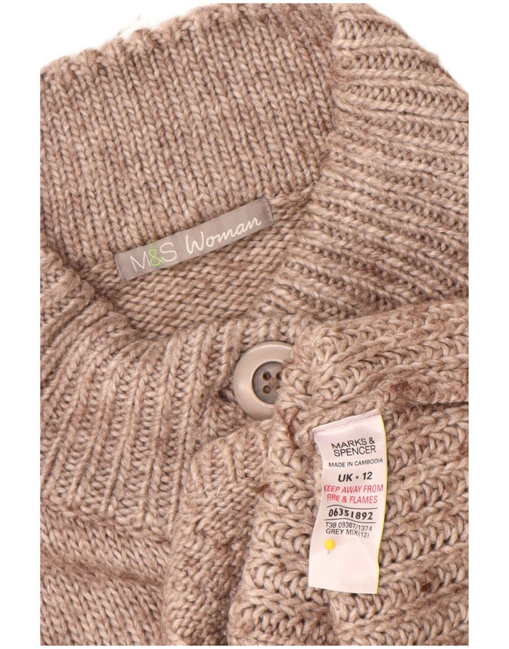 Marks & Spencer Womens Cardigan Sweater UK 12 Medium Grey Flecked Acrylic