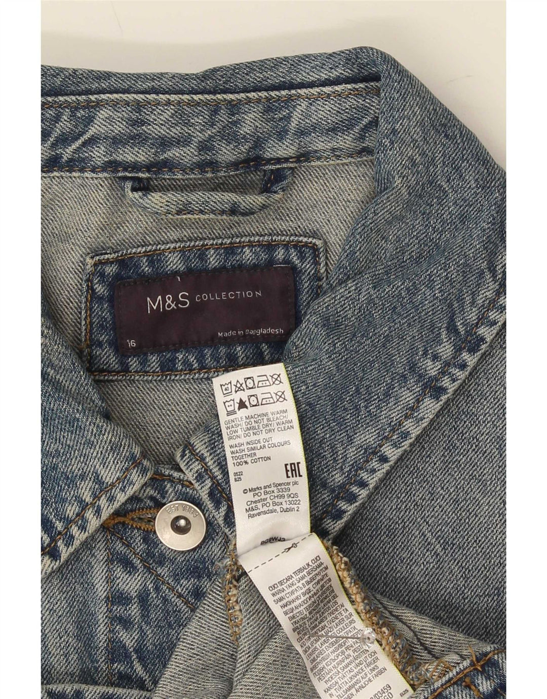 Marks & Spencer Damska kurtka dżinsowa UK 16, duża, niebieska, bawełniana