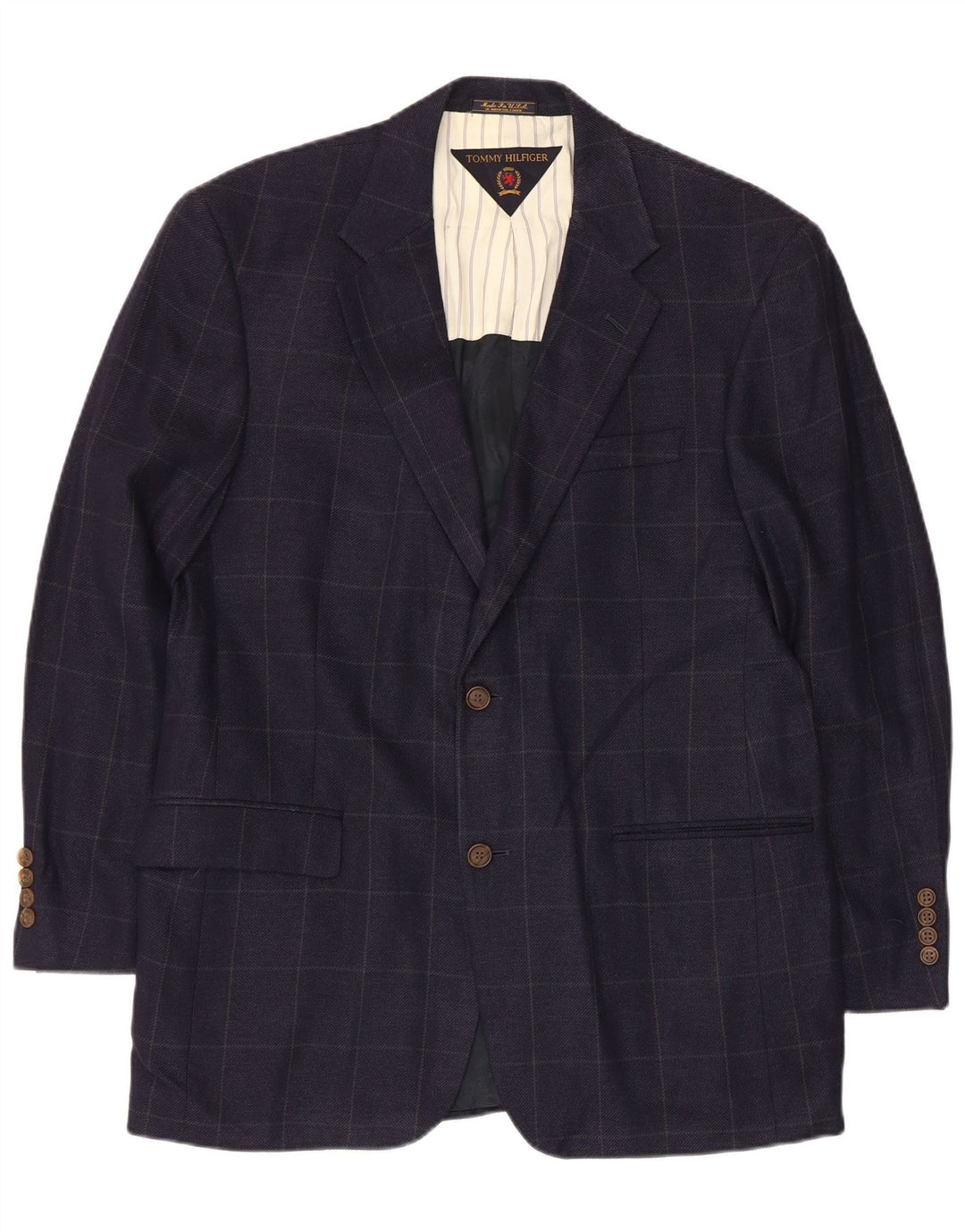 Tommy Hilfiger Herre 2-knaps blazerjakke UK 39 Medium Navy Blue Check