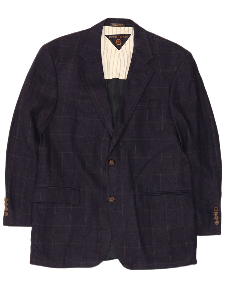 Tommy Hilfiger Herre 2-knaps blazerjakke UK 39 Medium Navy Blue Check