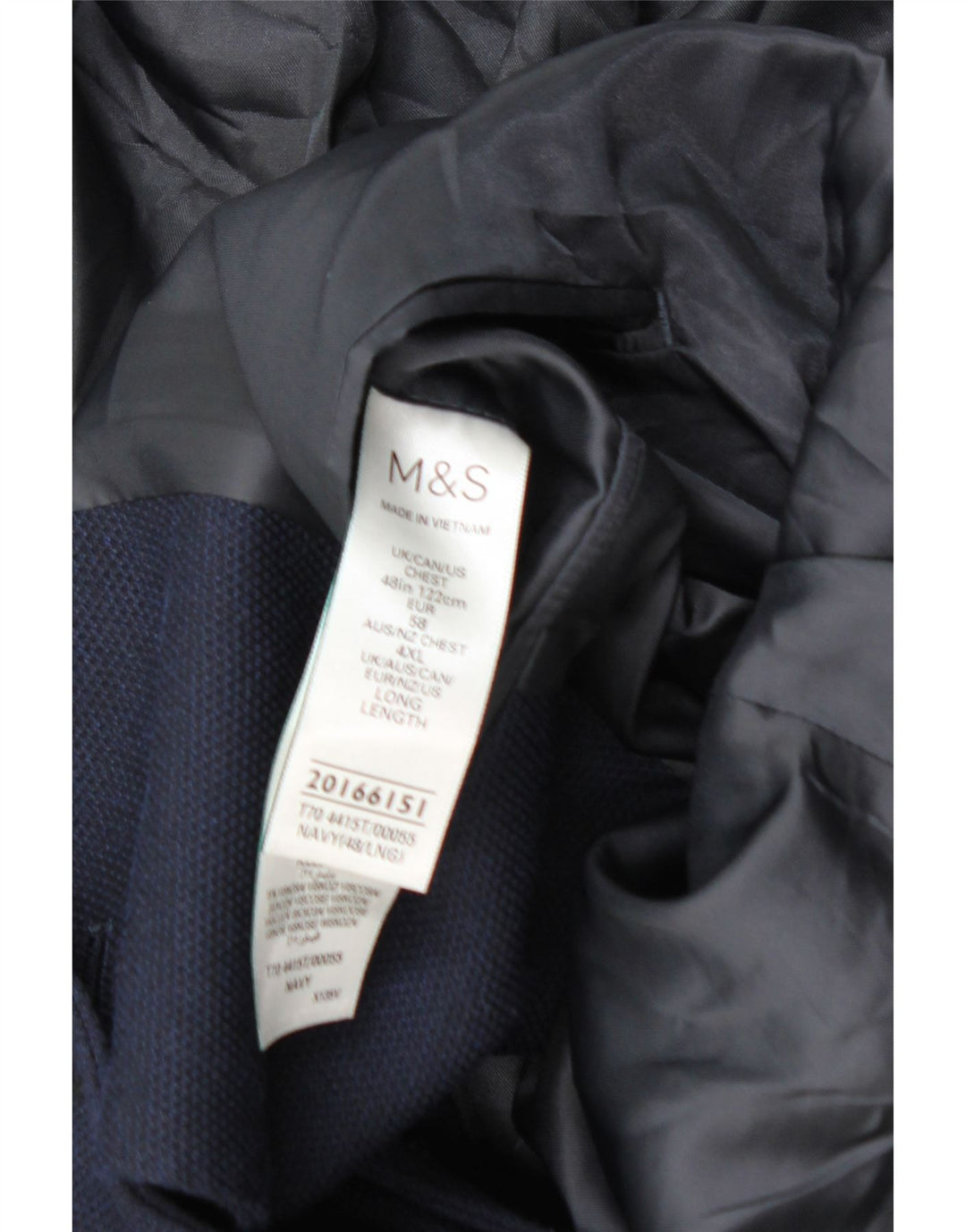 Marks & Spencer Ανδρικό μπουφάν σακάκι με 2 κουμπιά UK 48 2XL Navy Blue Polyamide