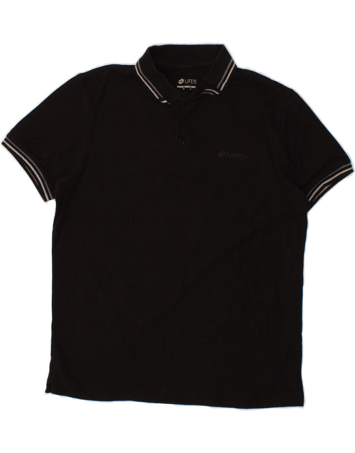 LOTTO Mens Polo Shirt Medium Black Cotton Vintage Lotto and Second-Hand Lotto from Messina Hembry 