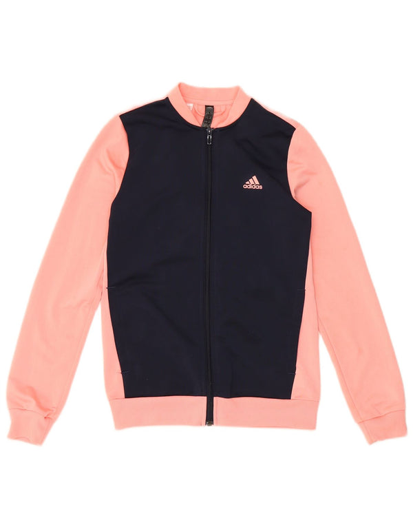 Giacca da tuta da ragazza Adidas 13-14 anni in poliestere color block rosa