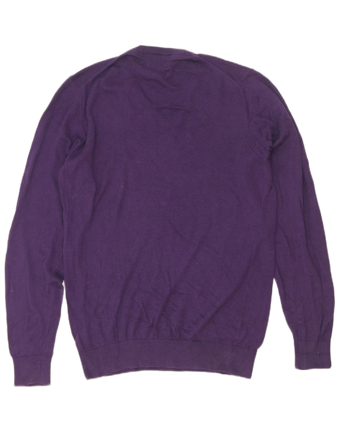Marks & Spencer Mens Regular Fit V-Neck Jumper Sweater Medium Purple Cotton
