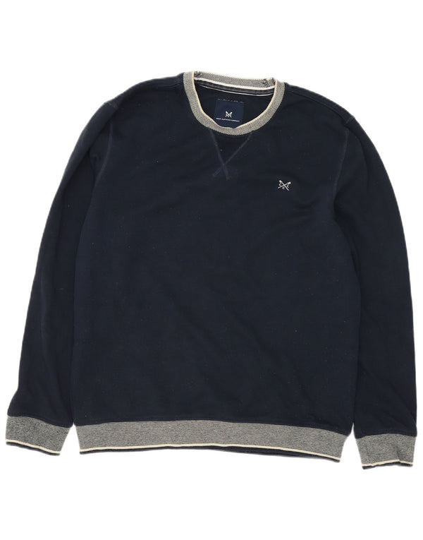 Crew Beklædning Herre Sweatshirt Jumper Large Navy Blue Colourblock Polyester