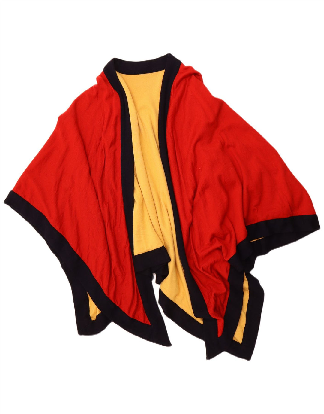 VINTAGE Womens Asymetric Open Poncho Coat One Size Red Colourblock