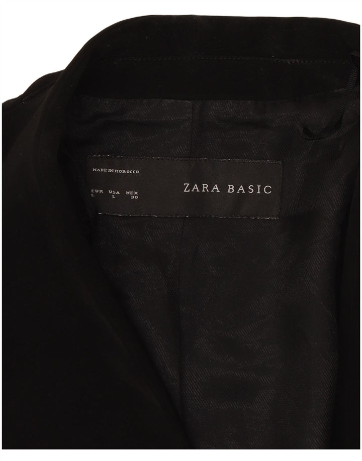 ZARA Womens 1 Button Blazer Jacket UK 14 Large Black Polyester