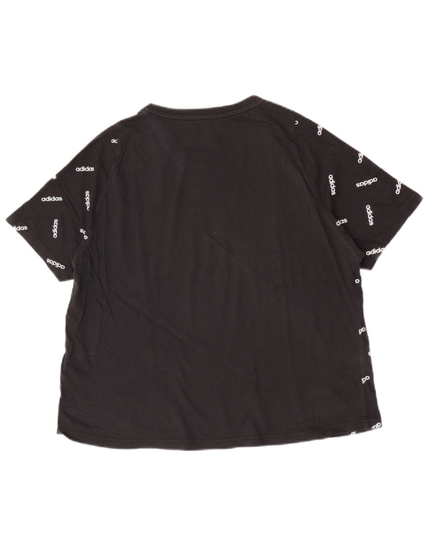 Adidas Womens Graphic T-Shirt Top UK 16/18 Large Black Cotton