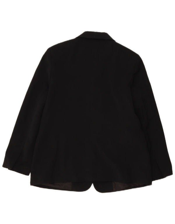 L.L.Bean Womens 3 Button Blazer Jacket US 14 XL Black Polyester