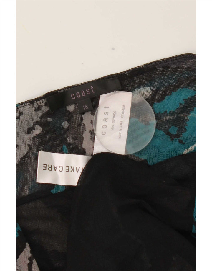 Blusa de manga 3/4 con estampado abstracto para mujer Coast UK 46 Large Nylon negro
