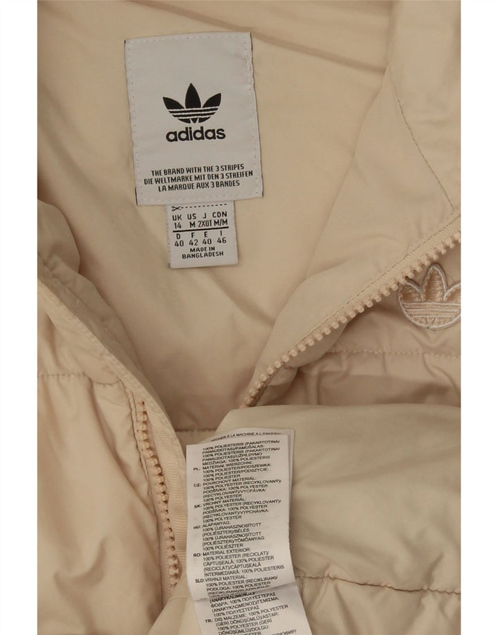 Giacca imbottita con cappuccio da donna Adidas UK 14 poliestere bianco sporco medio
