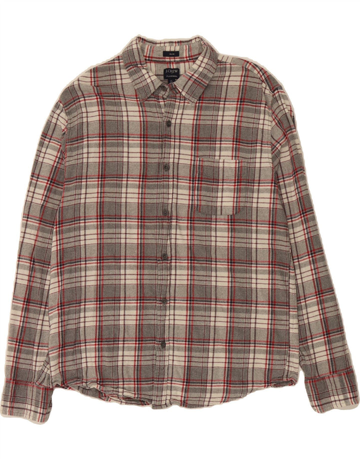 J. CREW Mens Slim Flannel Shirt XL Grey Check Cotton Vintage J. Crew and Second-Hand J. Crew from Messina Hembry 