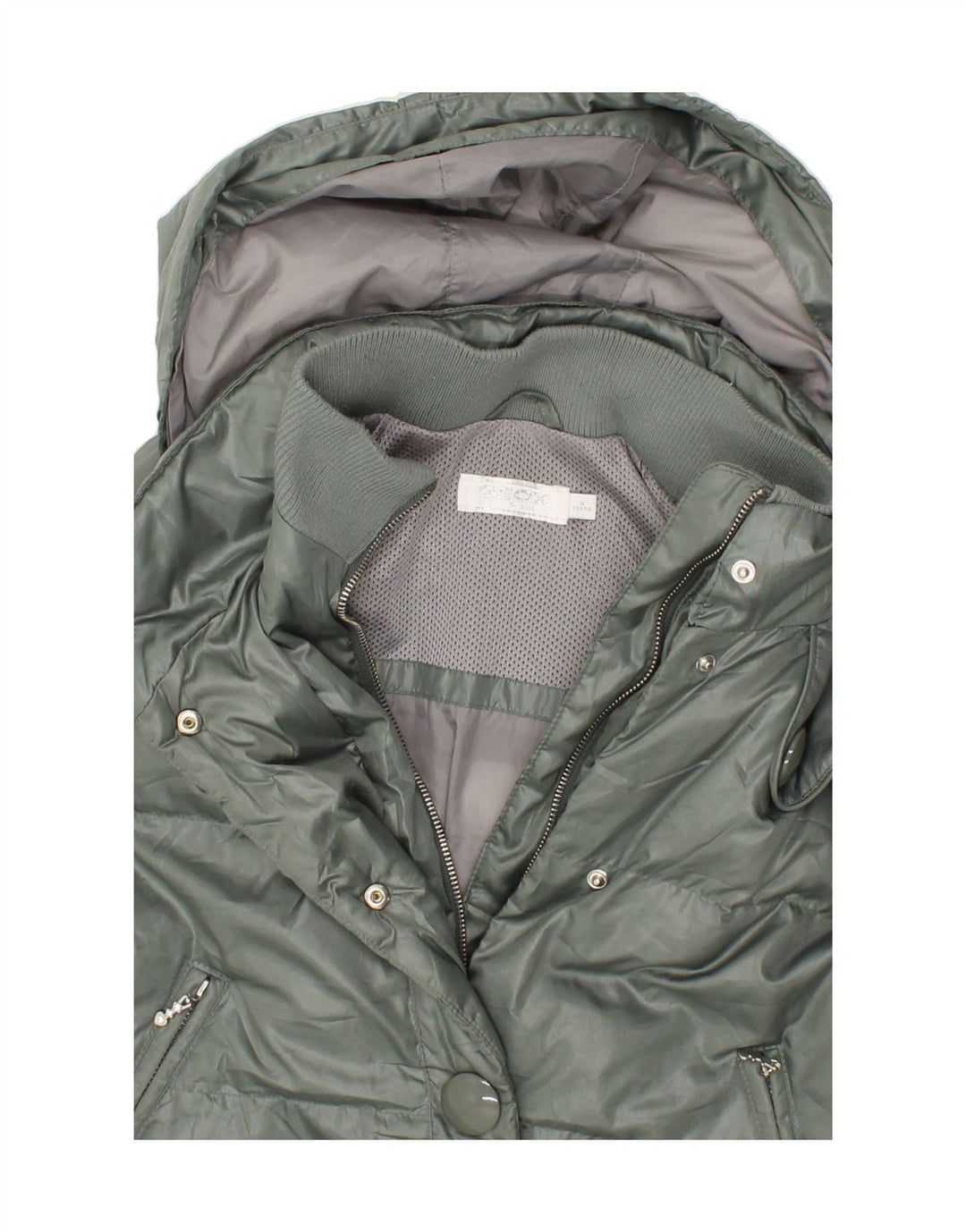 GEOX Girls Hooded Padded Jacket 11-12 Years Grey Polyester Vintage Geox and Second-Hand Geox from Messina Hembry 
