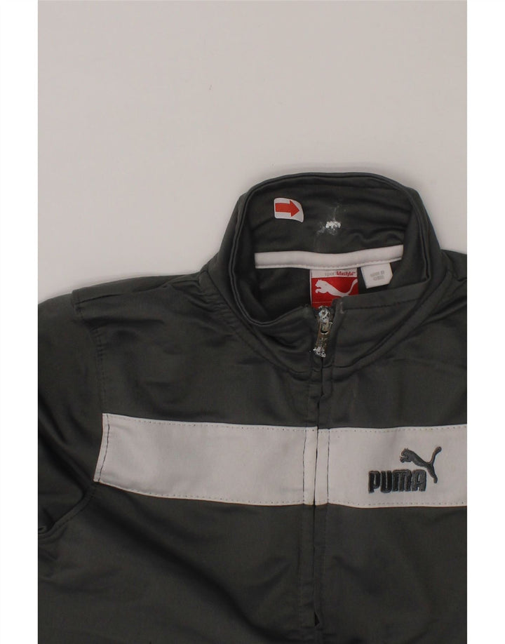 PUMA Boys Tracksuit Top Jacket 5-6 Years Grey Colourblock Polyester Vintage Puma and Second-Hand Puma from Messina Hembry 