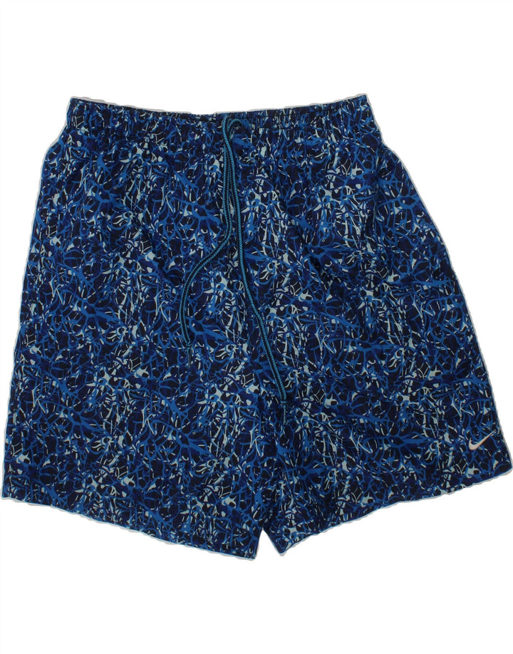 NIKE Boys Abstract Pattern Sport Shorts 15-16 Years XL Blue Polyester Vintage Nike and Second-Hand Nike from Messina Hembry 