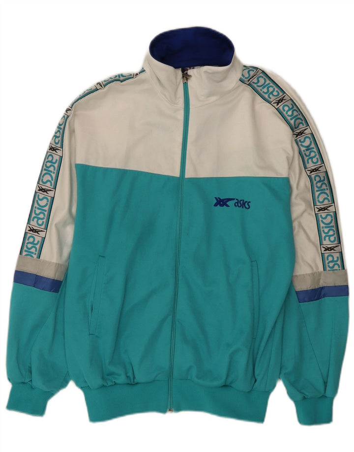 Asics Mens Graphic Tracksuit Top Jacket Medium Turquoise Colourblock