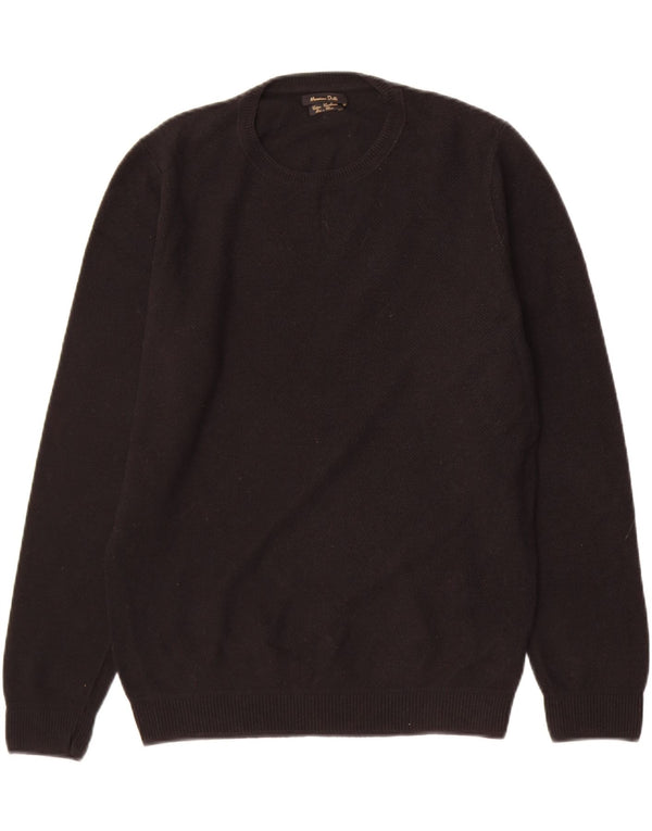 Massimo Dutti Mens Crew Neck Jumper Sweater Small Black Cotton