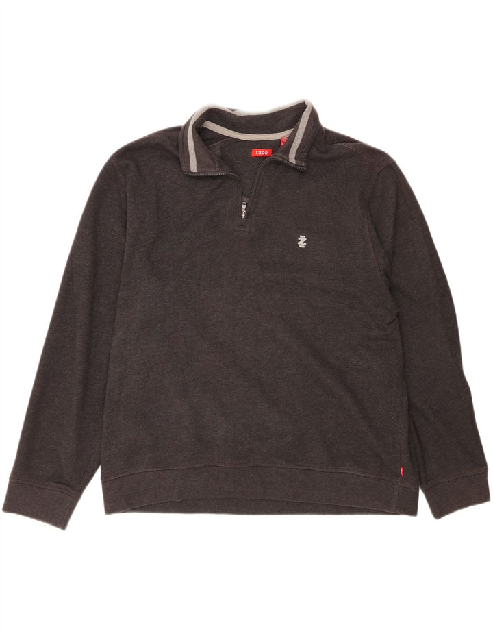 IZOD Mens Zip Neck Sweatshirt Jumper 2XL Grey Cotton Vintage Izod and Second-Hand Izod from Messina Hembry 