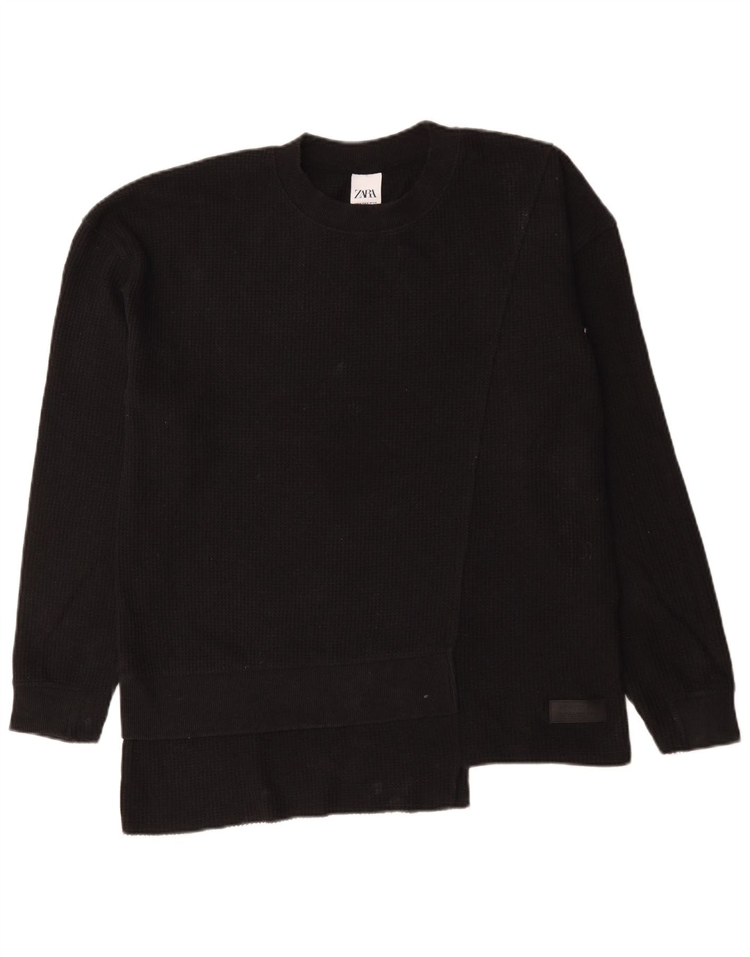 Zara Mens Crew Neck Jumper Sweater Medium Black Cotton