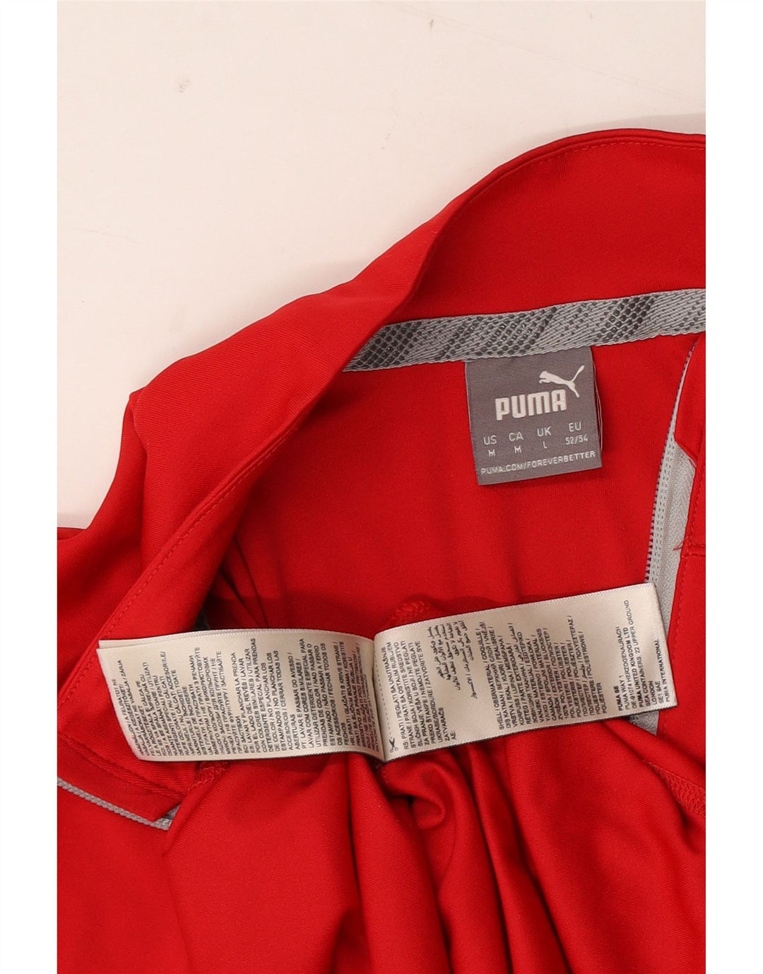 Puma Mens Zip Neck Pullover Tracksuit Top Medium Red Polyester
