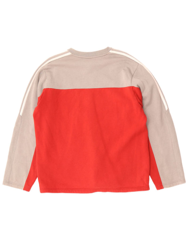 Adidas Mens Sweatshirt Jumper UKI 38/40 Medium Red Colourblock Cotton