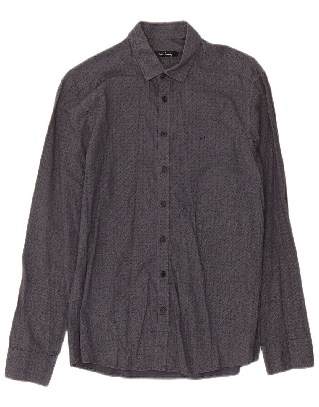 Pierre Cardin Mens Shirt Small Grey Spotted Cotton