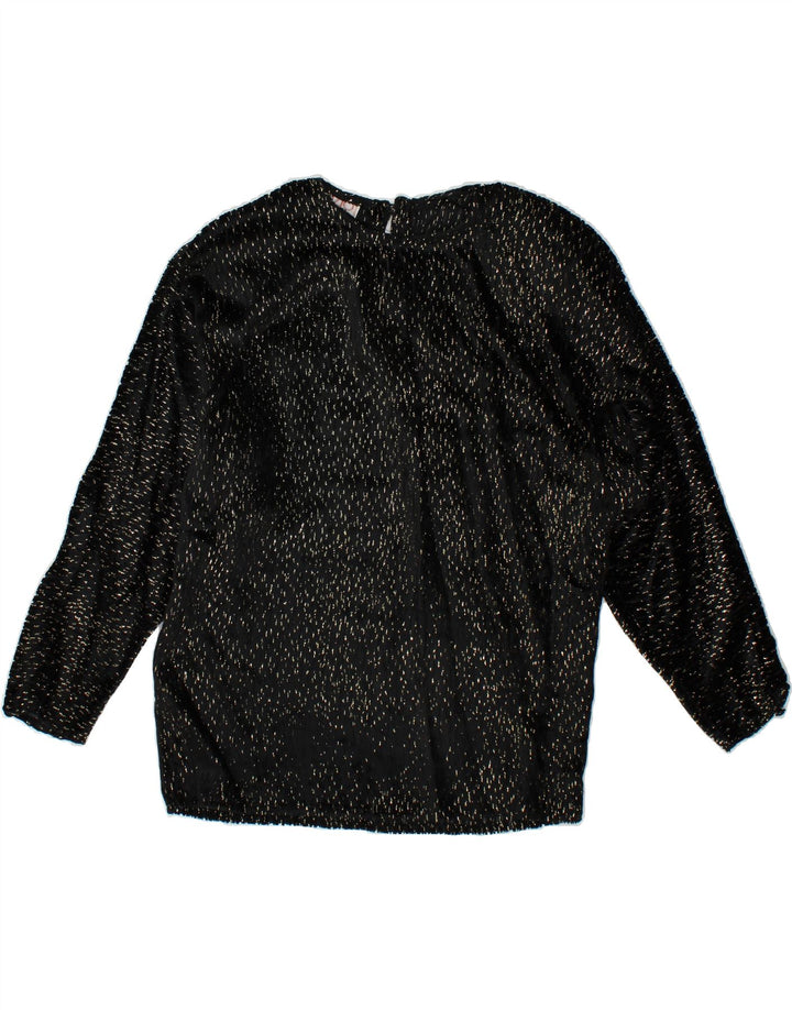 VINTAGE Womens Long Sleeve Blouse Top IT 42 Medium Black Viscose Vintage Vintage and Second-Hand Vintage from Messina Hembry 