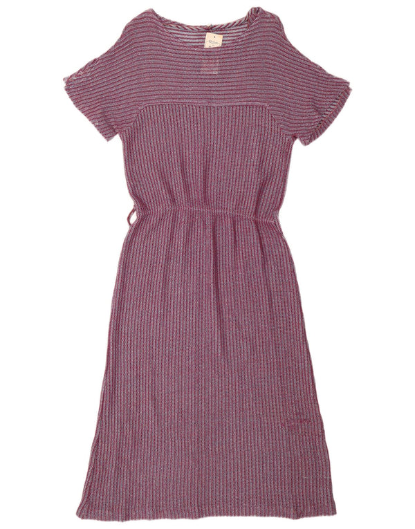 Vintage Damen A-Linie Kleid IT 46 Large Lila gestreift