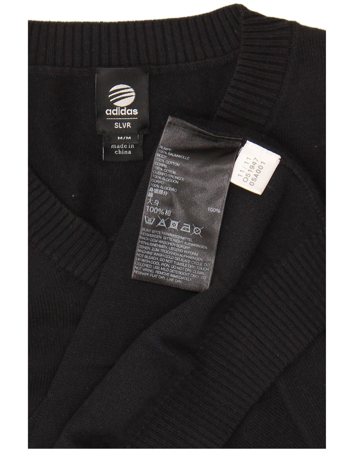 ADIDAS Mens V-Neck Jumper Sweater Medium Black