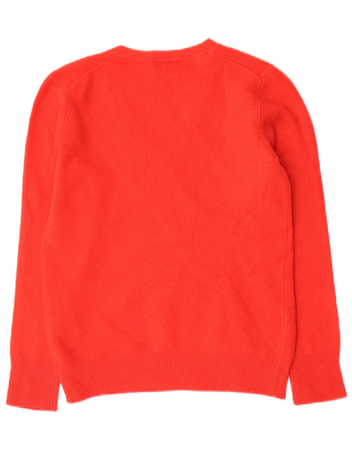 Benetton Womens V-Neck Jumper Sweater UK 12 Medium Red Wool