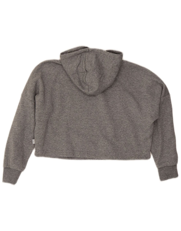 Felpa con cappuccio corta grafica per ragazze Puma 9-10 anni in cotone grigio
