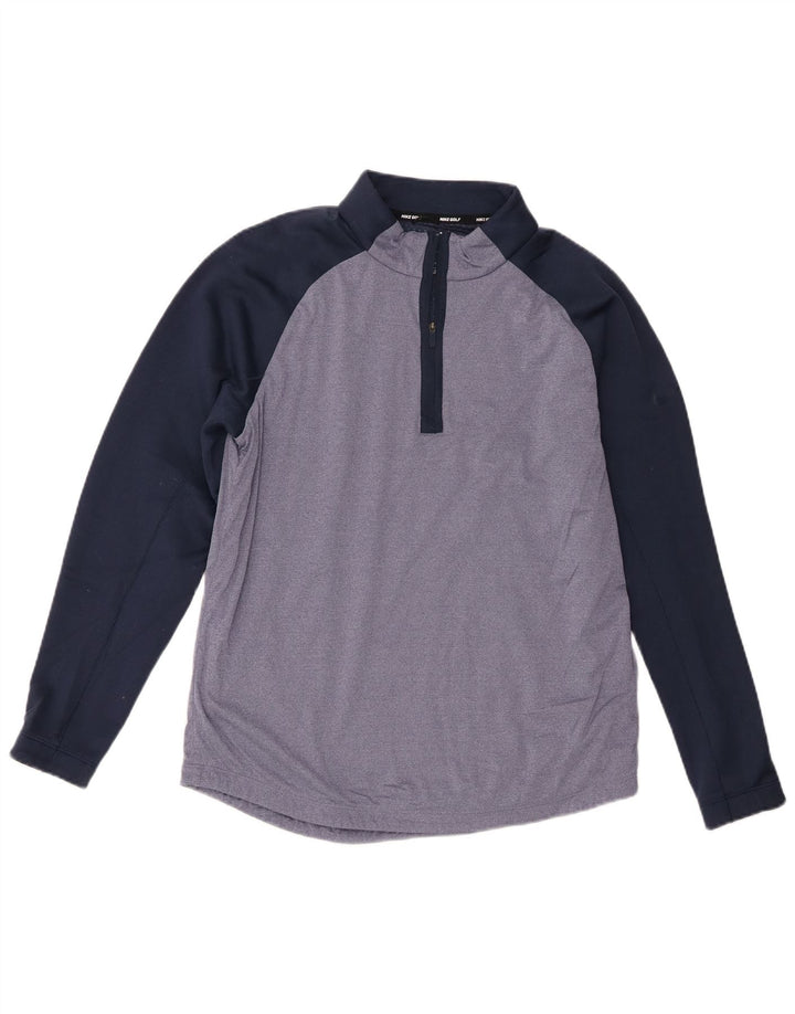 Nike Mens Golf Zip Neck Pullover Tracksuit Top Medium Navy Blue Colourblock