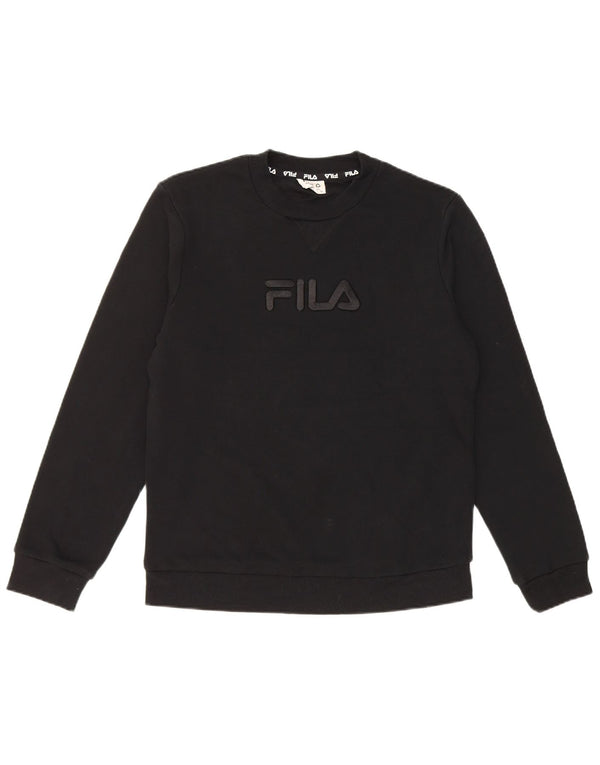 Fila Womens Graphic Sweatshirt Jumper UK 10 Small Black Cotton