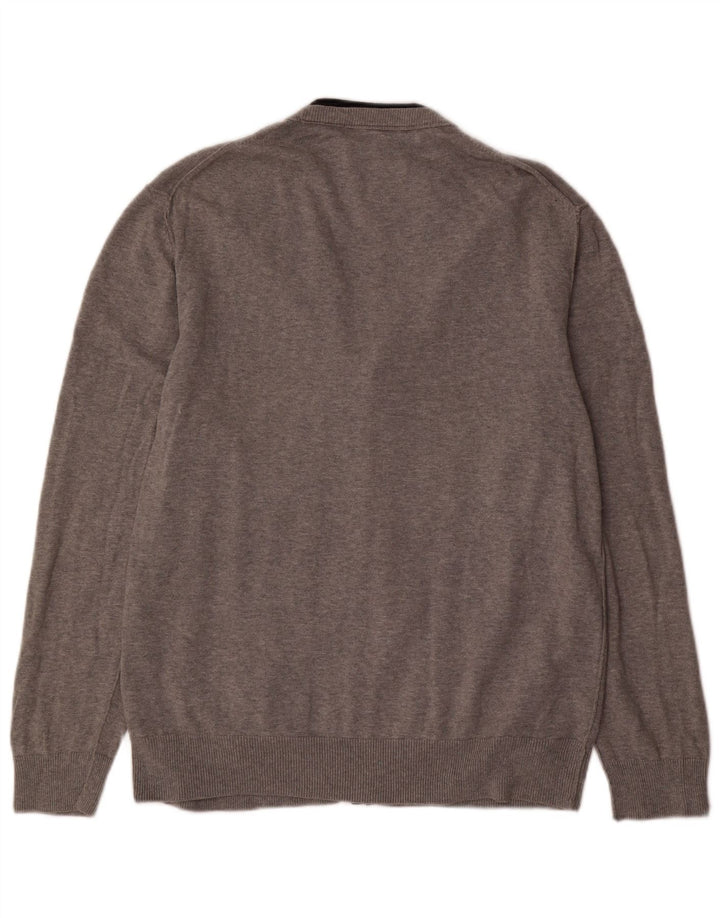 French Connection Mens Cardigan Sweater XL Grey Cotton