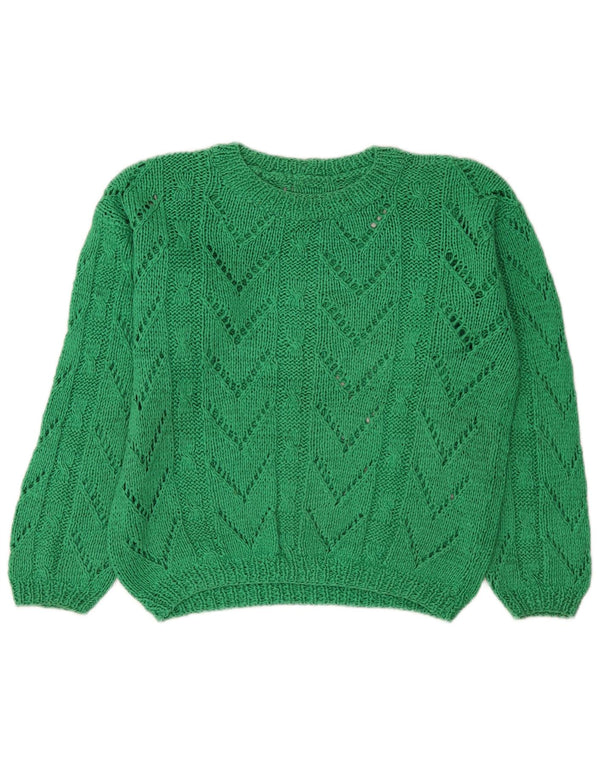 Vintage Dame Boat Neck Jumper Sweater UK 14 Medium Green