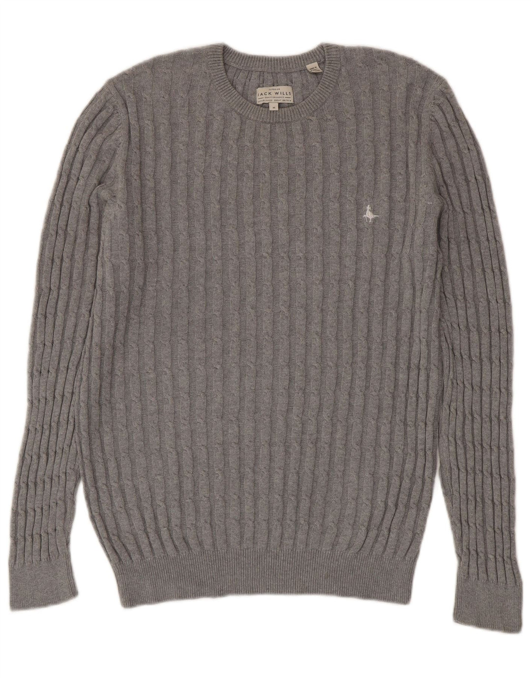 Jack Wills Mens Crew Neck Jumper Sweater Medium Grey Cotton