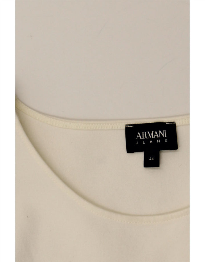ARMANI JEANS Womens Sleeveless Shift Dress IT 44 Medium Off White Viscose Vintage Armani Jeans and Second-Hand Armani Jeans from Messina Hembry 